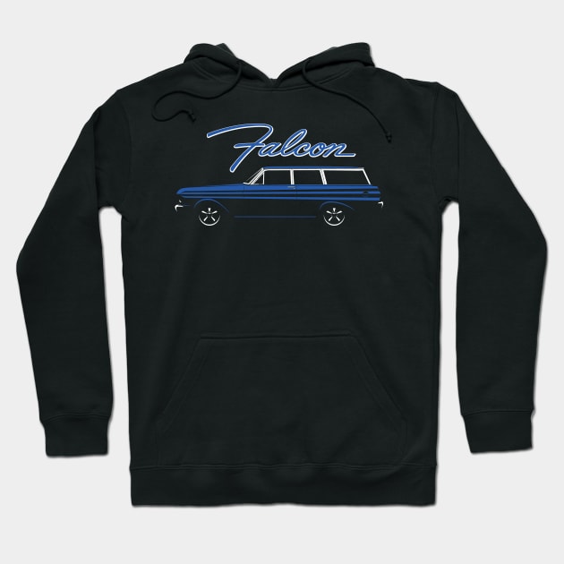 Blue 65 Falcon 2 door wagon Hoodie by BriteDesign